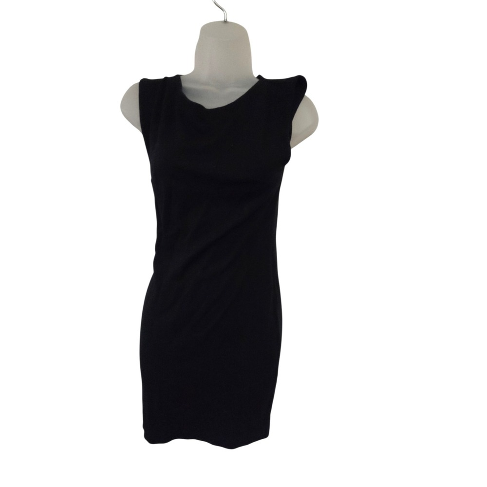 Alice + Olivia Black Bodycon Mini Dress Mesh Racerback Cutout Cowl Neck Womens
